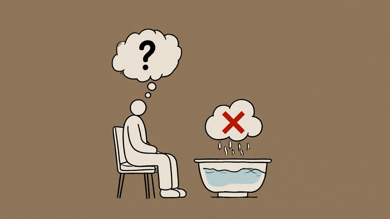 Иллюстрация с символами сомнений и очищения, показывающая, что не все ощущения нарушают омовение.