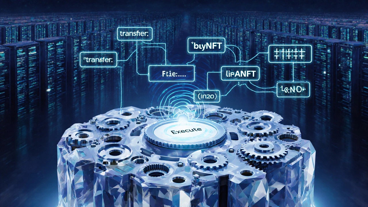 Механическое устройство, исполняющее функции смарт-контракта при нажатии кнопки.