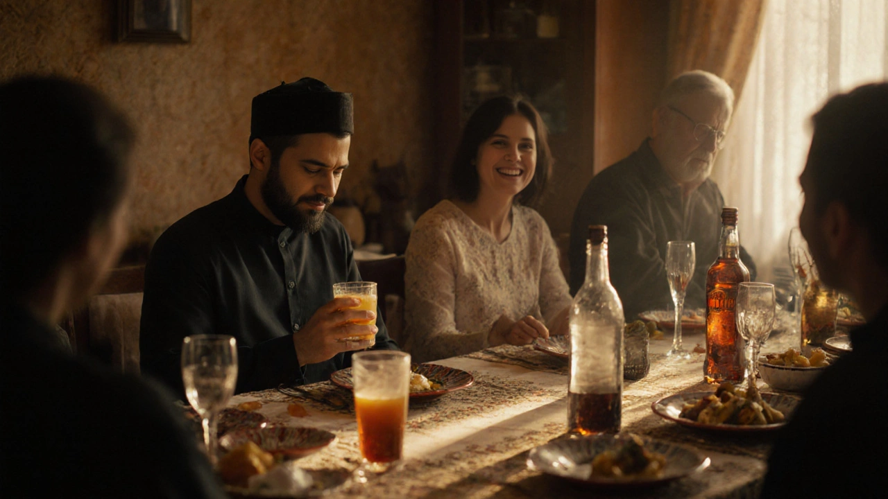 Можно ли мусульманину сидеть за столом, где пьют спиртное?